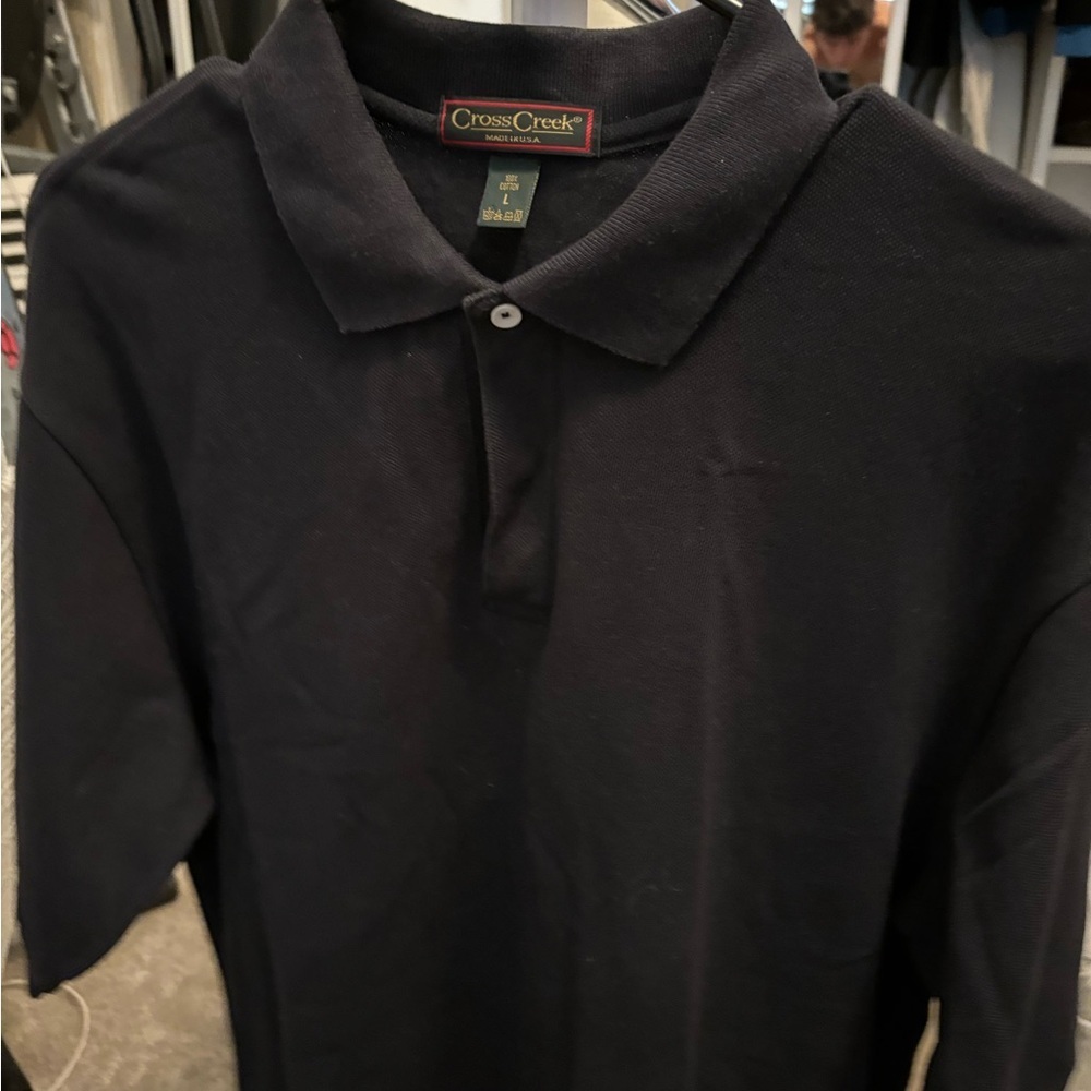 cross creek polo shirt Vintage USA Men’s Large 100% Cotton Black